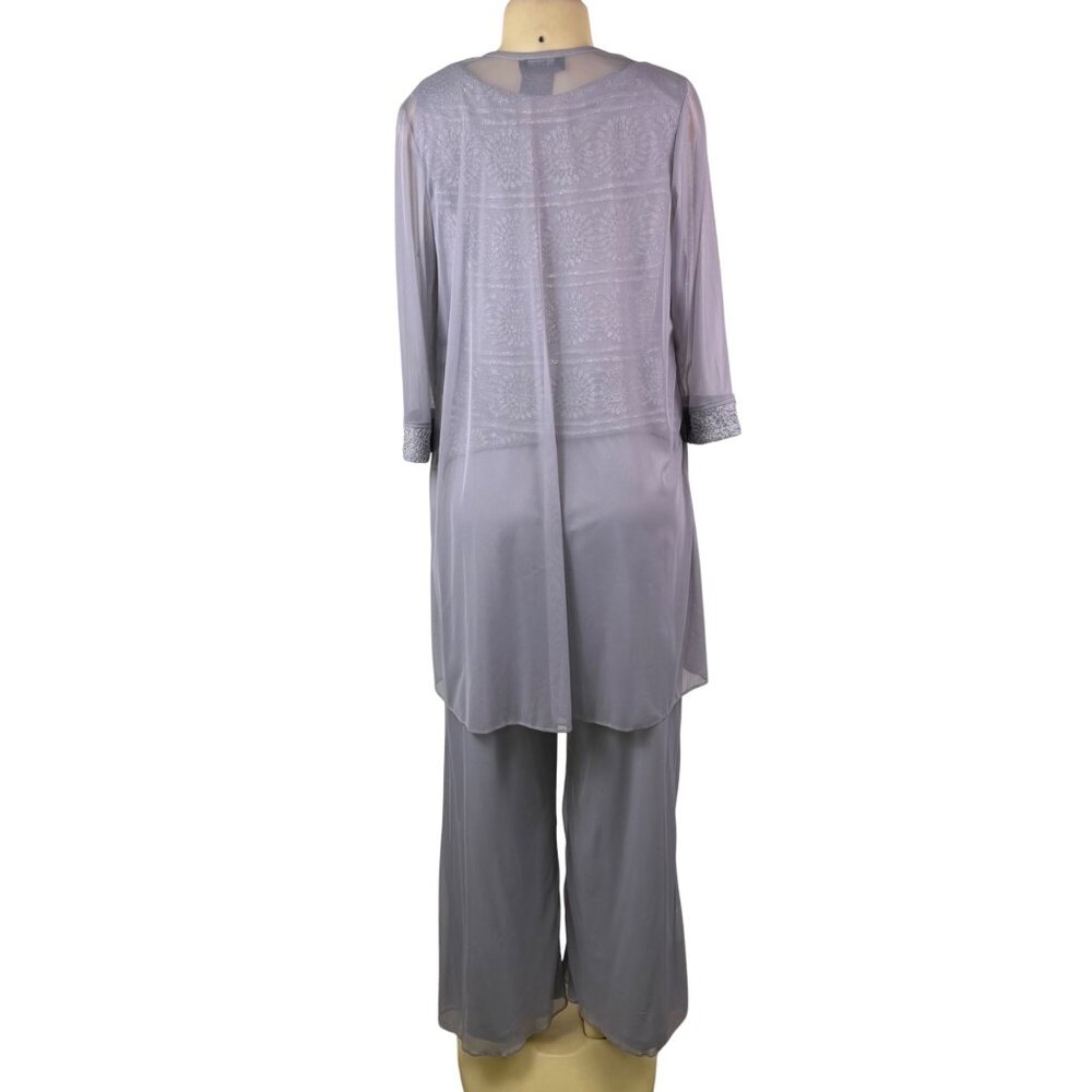 R&M Richards Womens Gray Polyester 3-Piece Jacket Top Pants Set Size 12 Formal W image 5